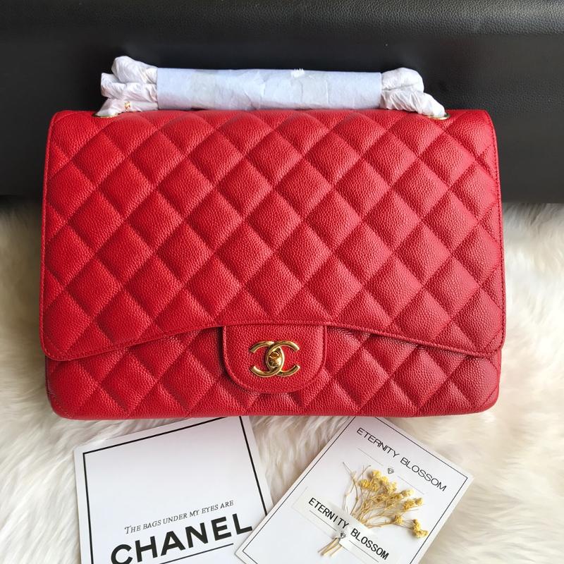Chanel 2.55 Classic A58601 Ball Pattern Gold Button Red